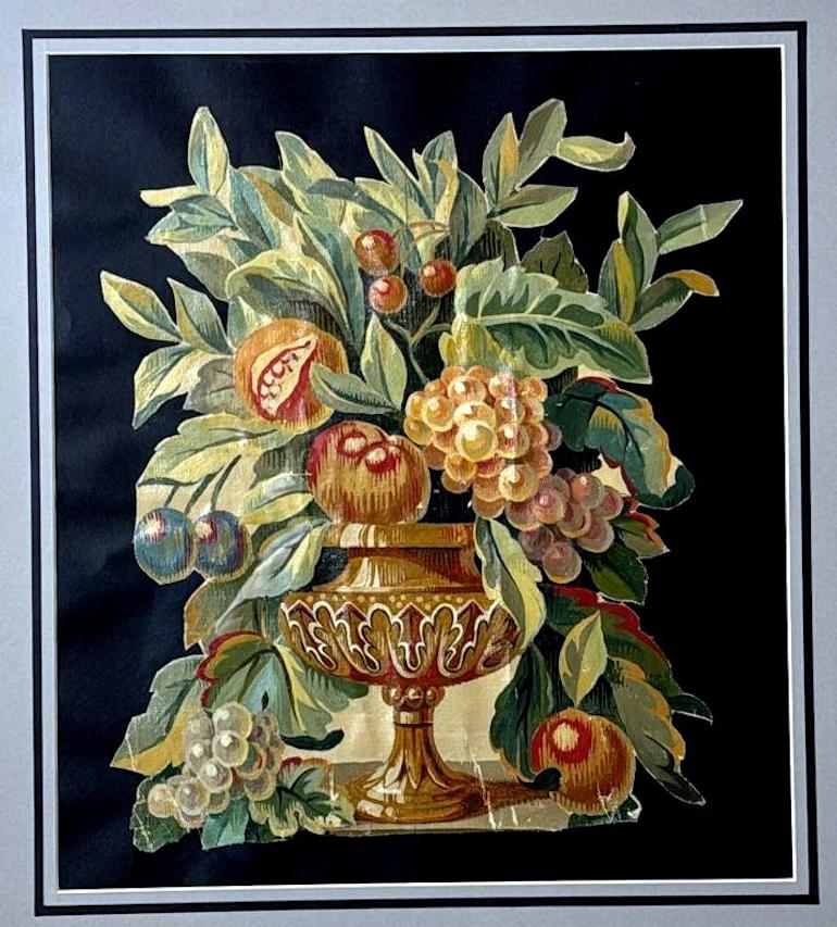 Rococo Painting Cutout Oil On Canvas Framed With Faux-Bamboo Wood -02 For Sale