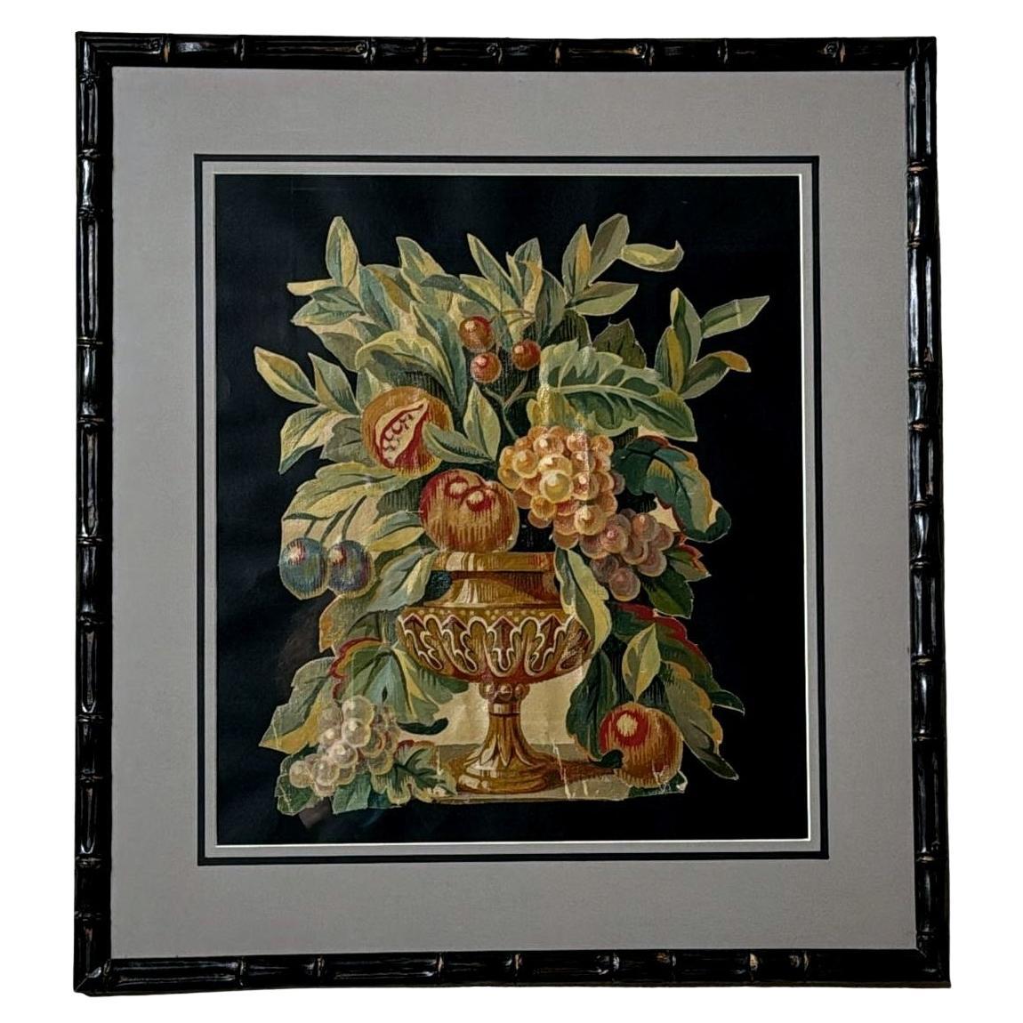 Painting Cutout Oil On Canvas Framed With Faux-Bamboo Wood -02