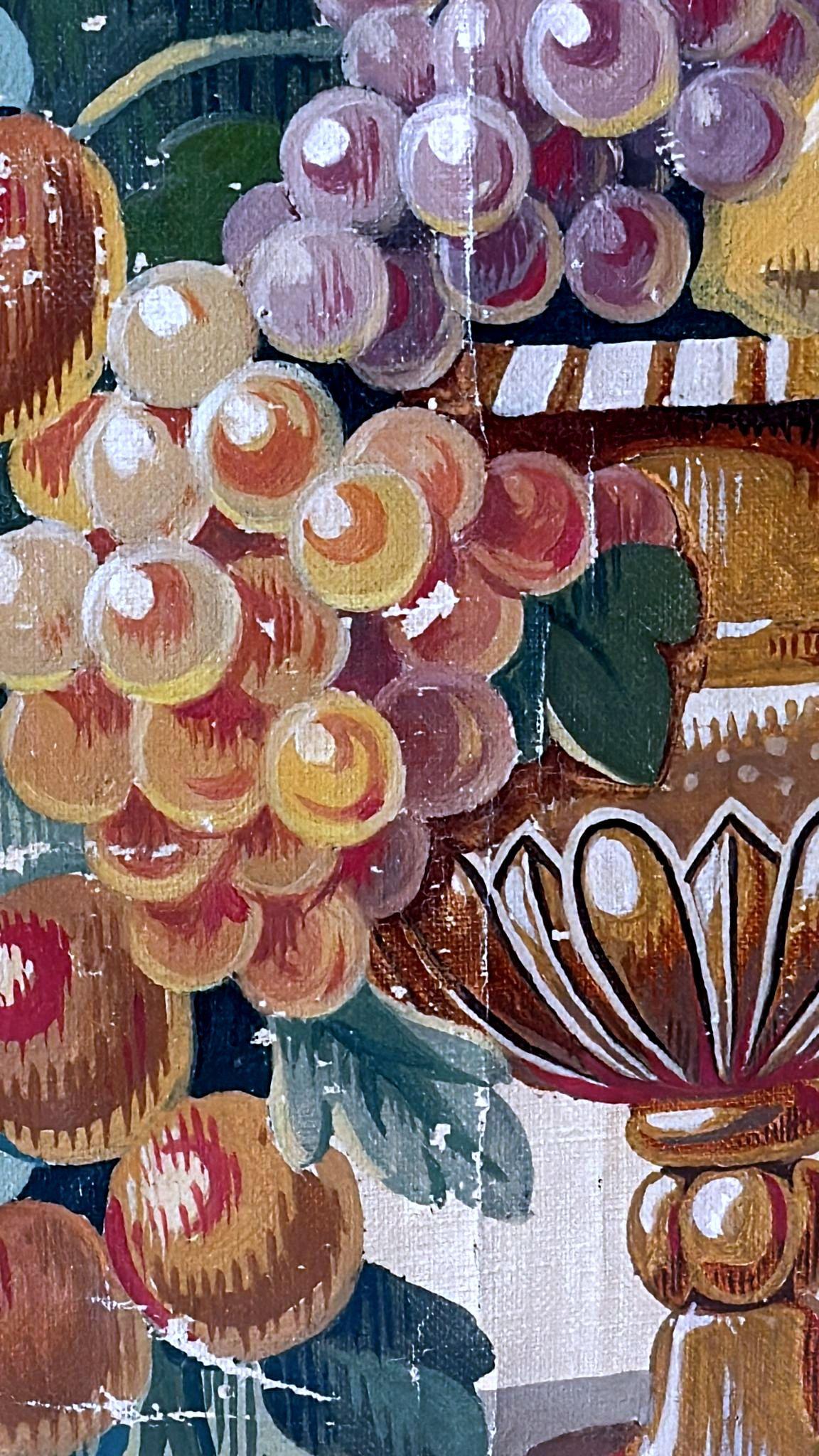 Painting Cutout Oil On Canvas Framed With Faux-Bamboo Wood -03 For Sale 6