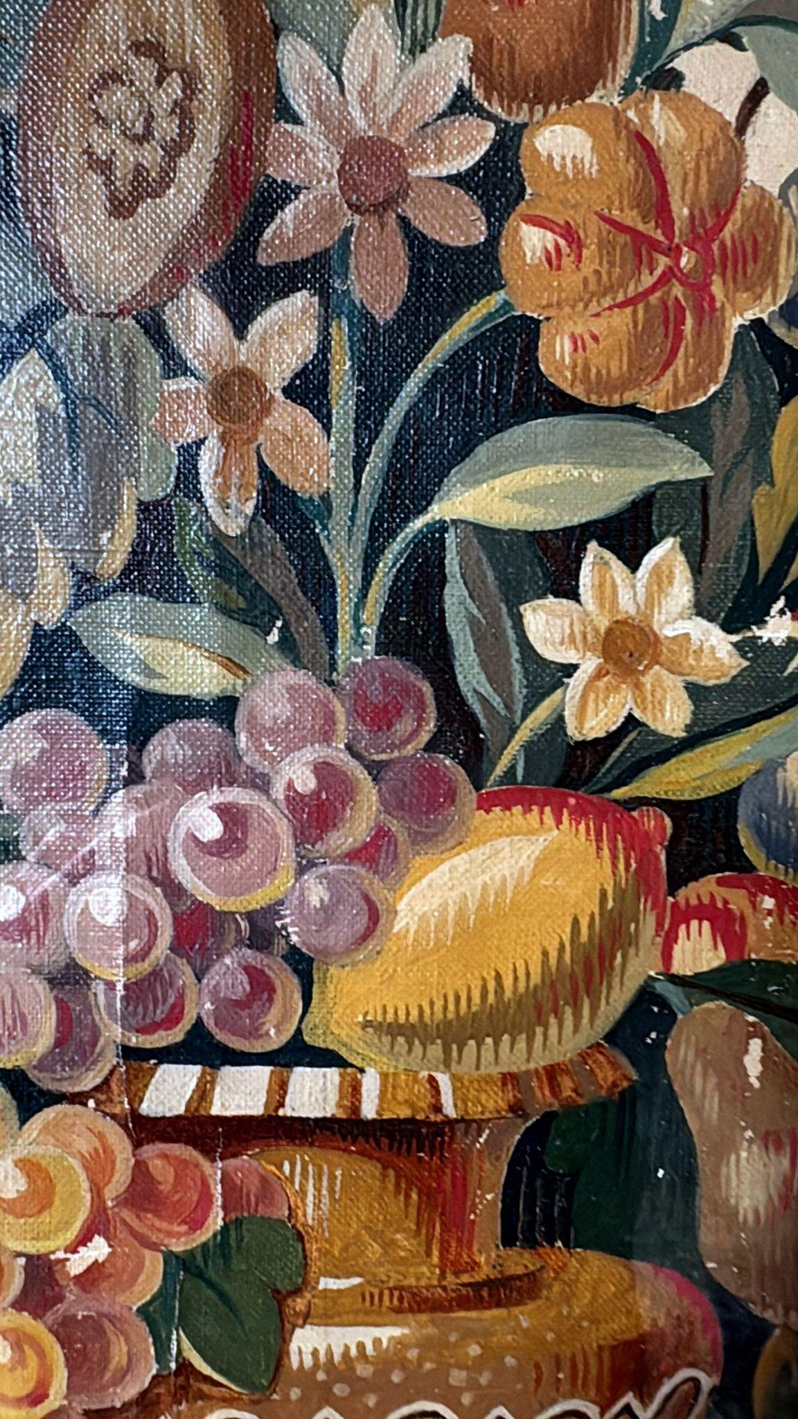 Painting Cutout Oil On Canvas Framed With Faux-Bamboo Wood -03 For Sale 7