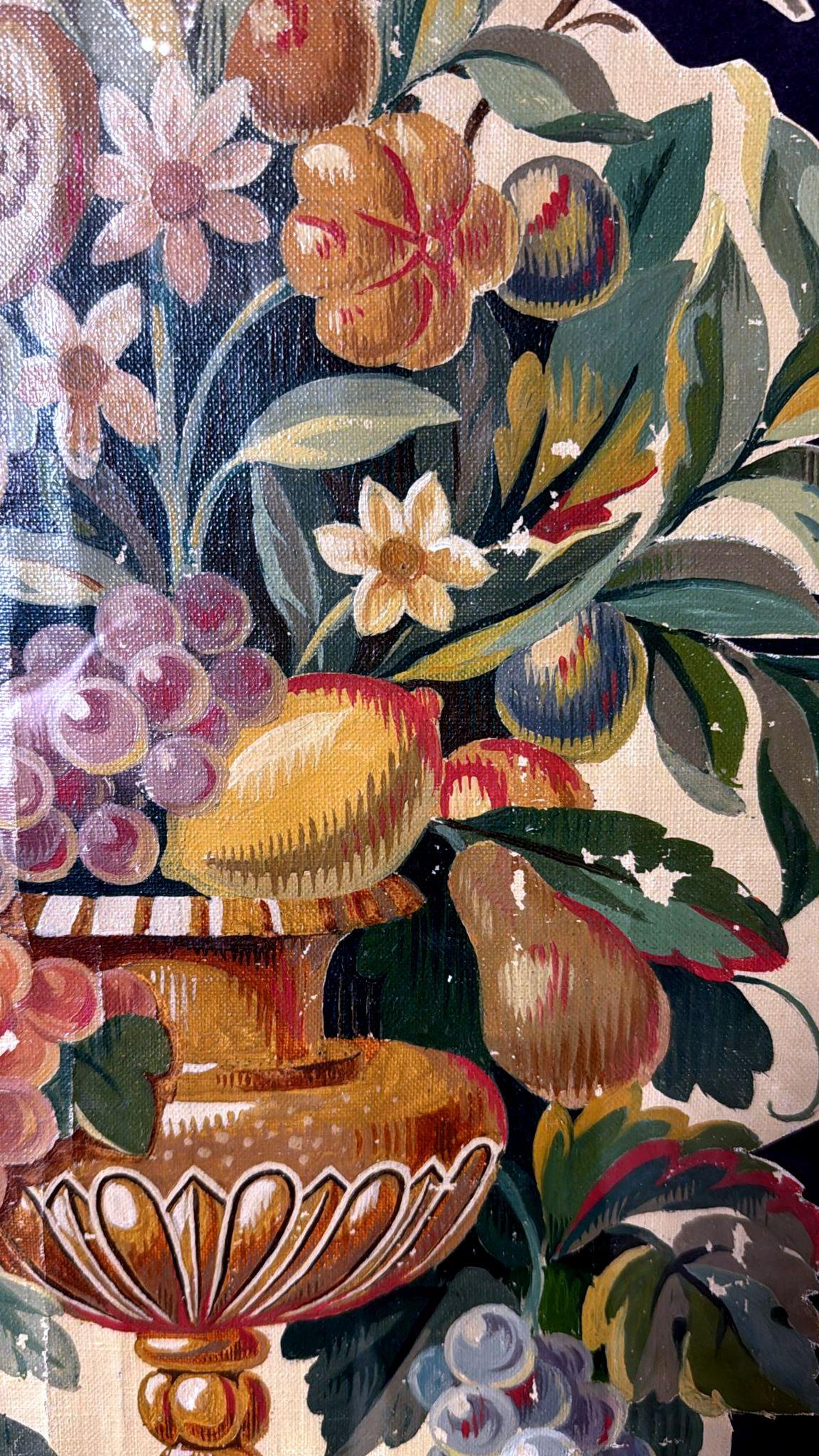 Painting Cutout Oil On Canvas Framed With Faux-Bamboo Wood -03 For Sale 8