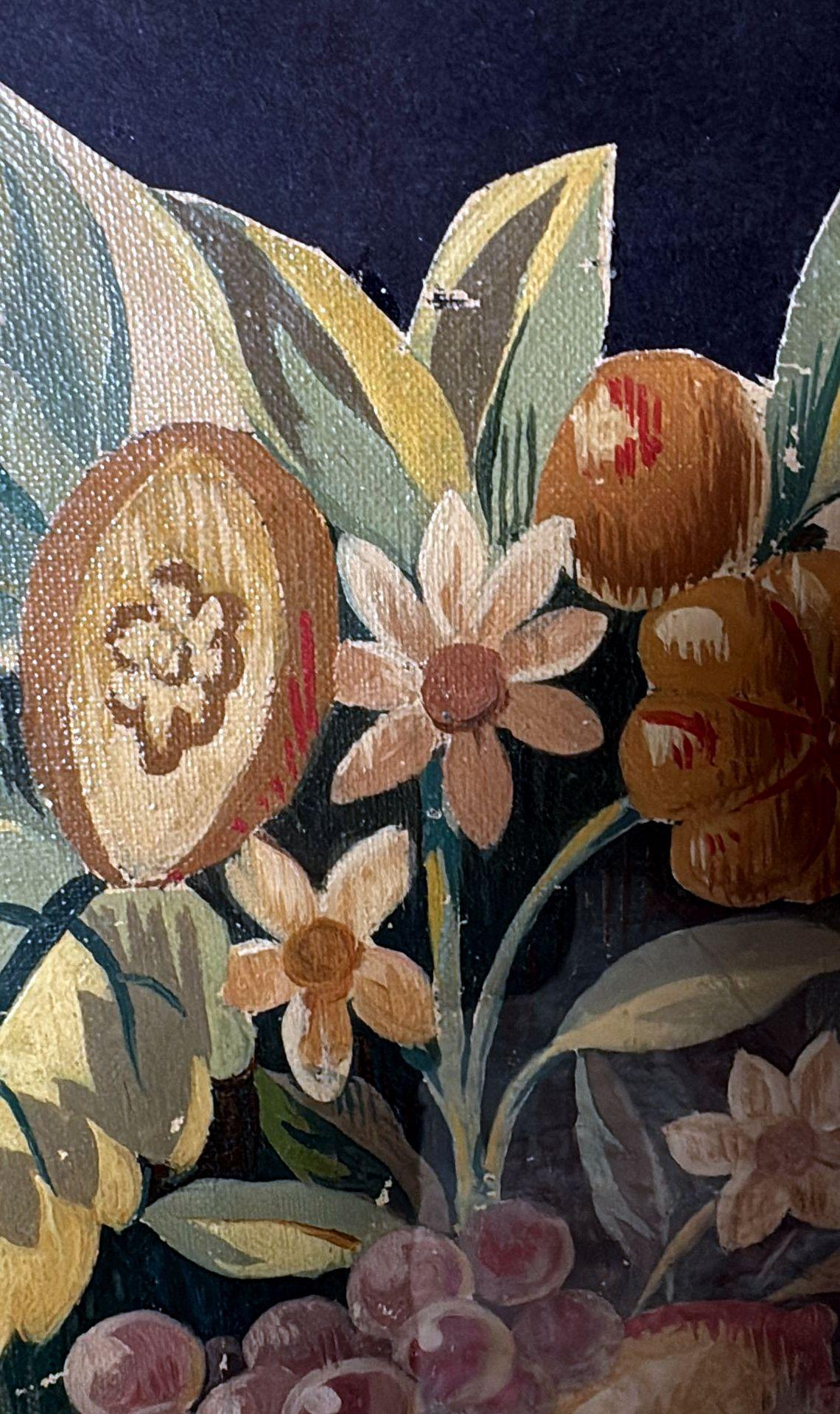 Painting Cutout Oil On Canvas Framed With Faux-Bamboo Wood -03 For Sale 9