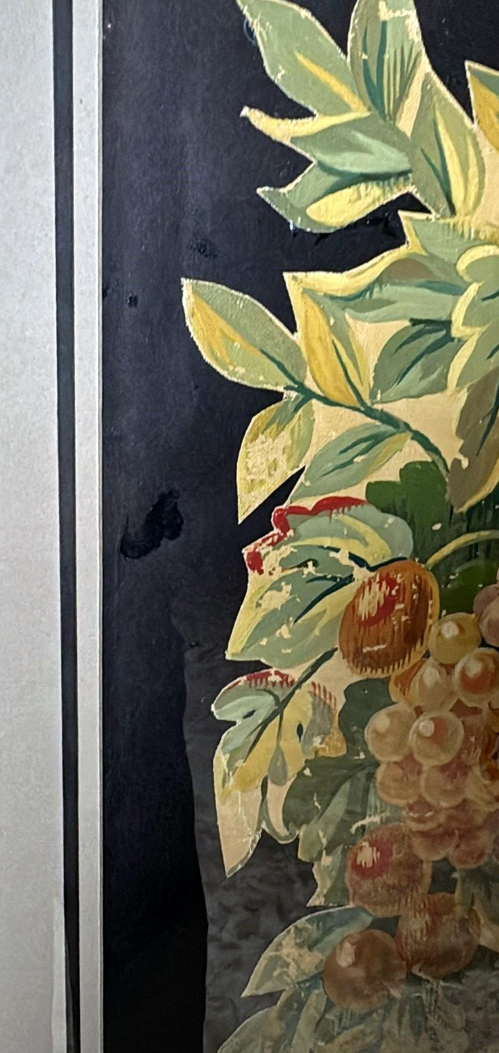 Painting Cutout Oil On Canvas Framed With Faux-Bamboo Wood -03 For Sale 10