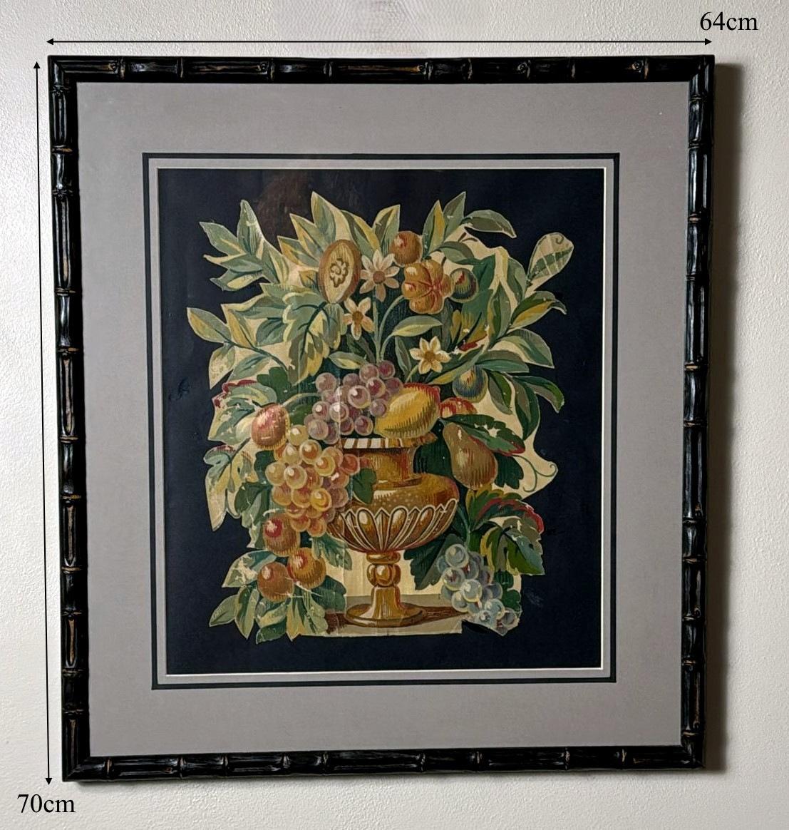 Painting Cutout Oil On Canvas Framed With Faux-Bamboo Wood -03 For Sale 12