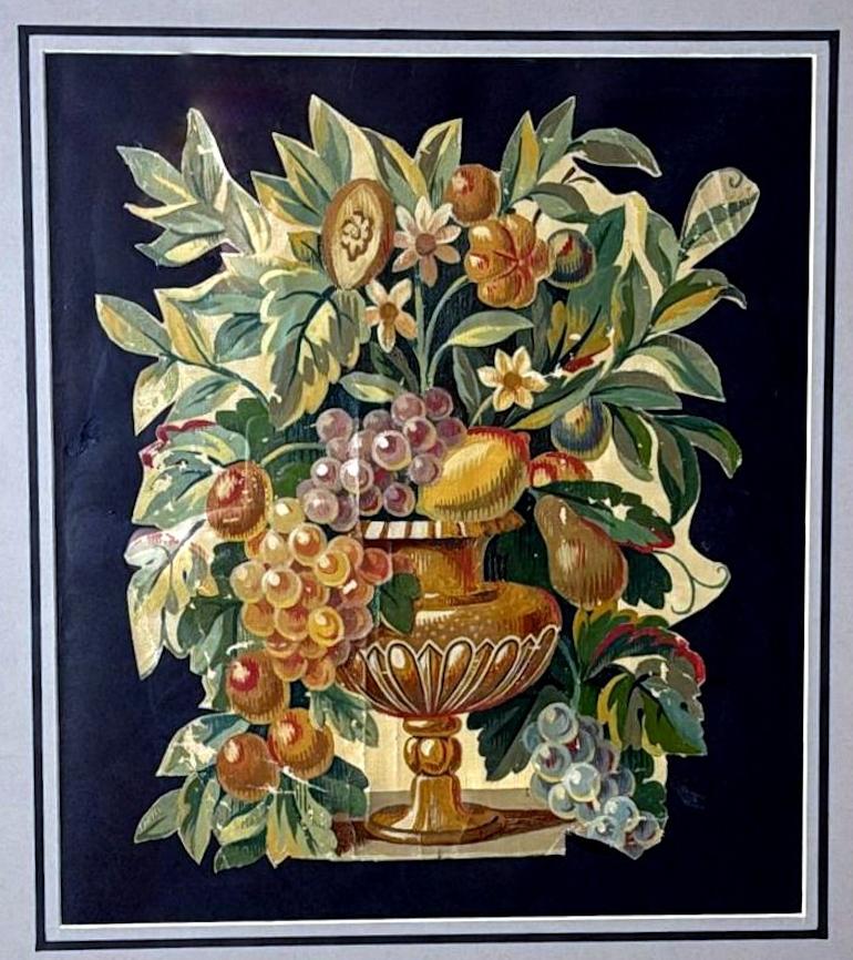Rococo Painting Cutout Oil On Canvas Framed With Faux-Bamboo Wood -03 For Sale