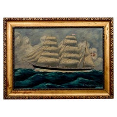 Painting "Danish Sailing Ship", Denmark, Early 20th Century