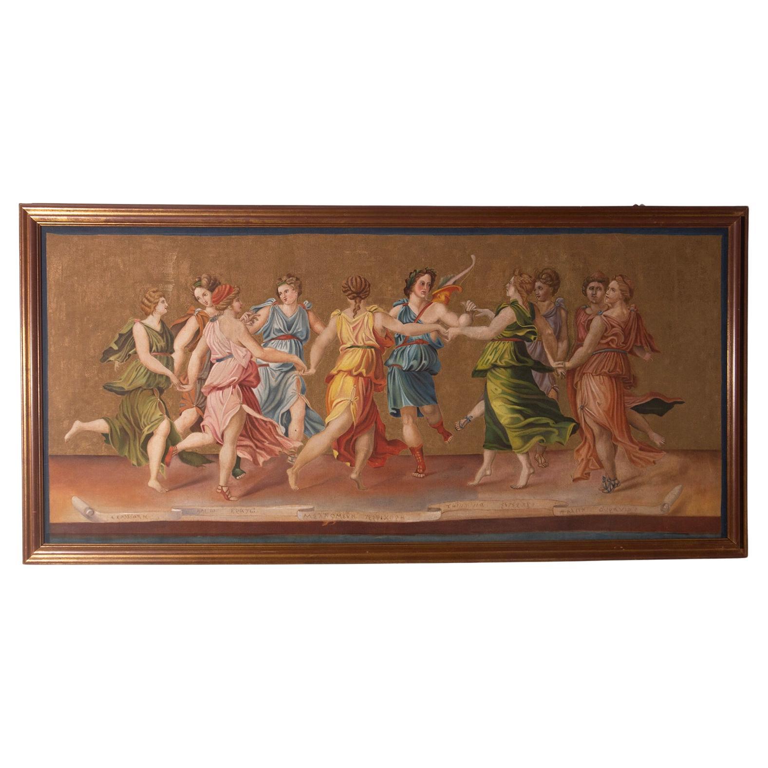 Painting depicting “Apollo Dancing with the Nine Muses” in vendita