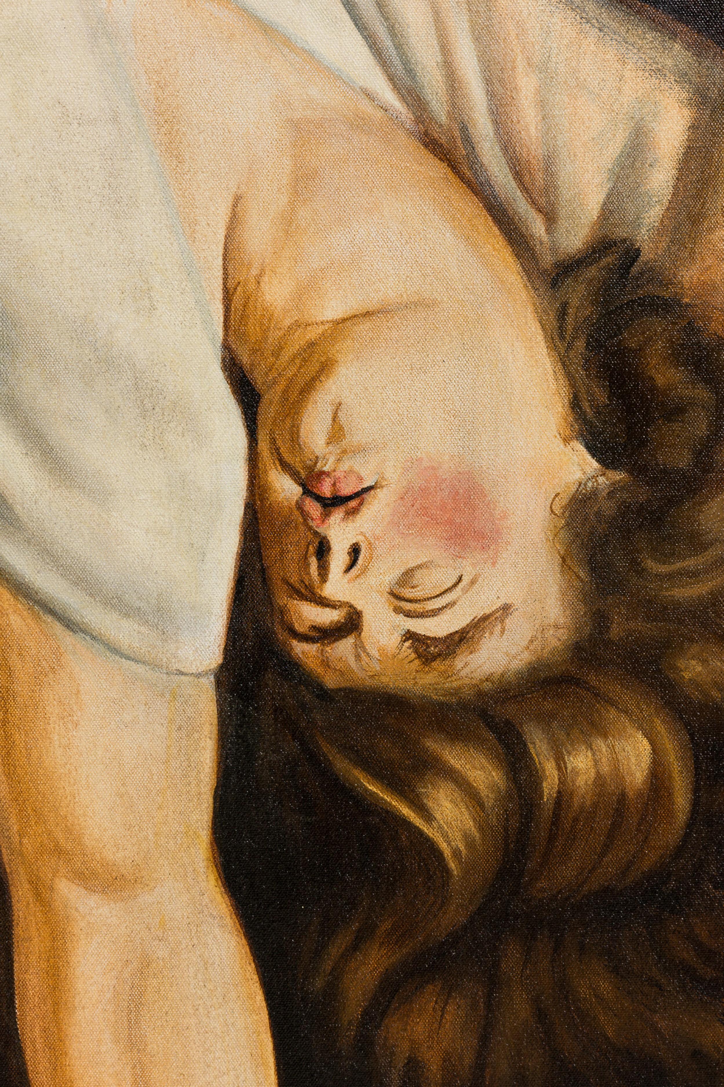 Painting Depicting Devil and Sleeping Woman In Good Condition For Sale In Queens, NY