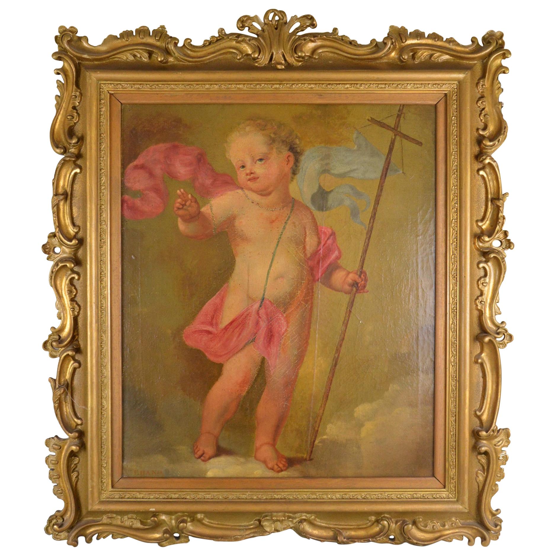 Painting Depicting the Infant Saint John the Baptist, 18th Century For Sale