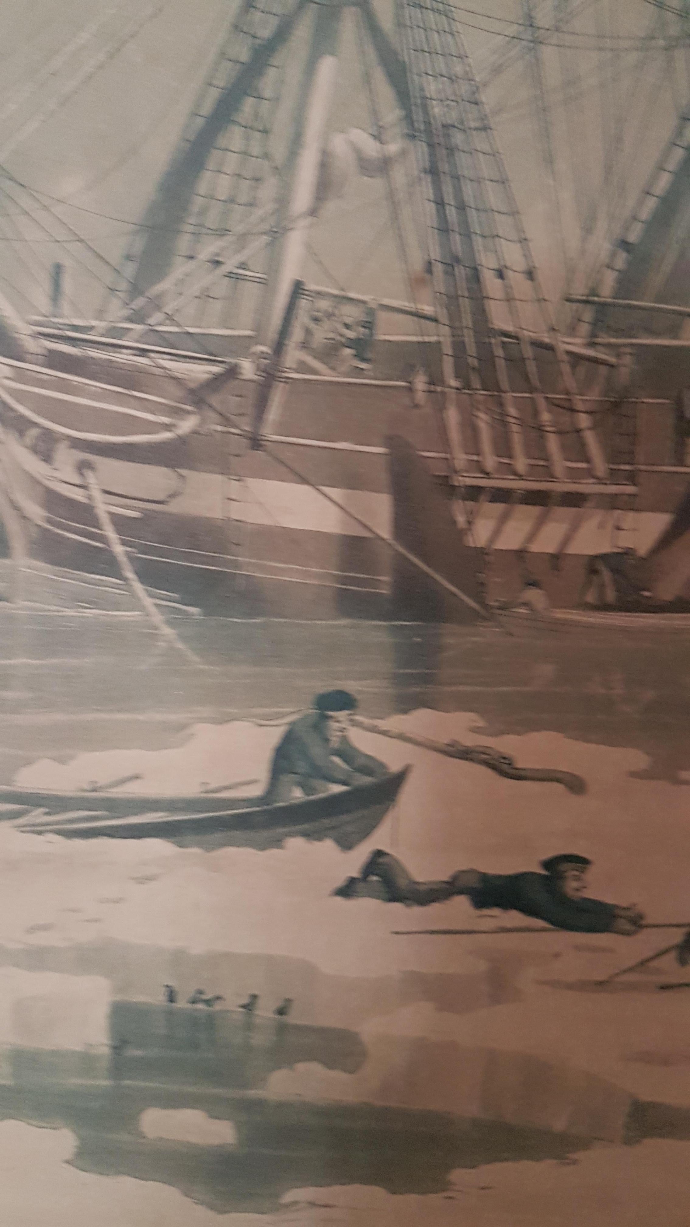 Painting Engraving by W.J.Huggins, Northern Whale Fishery, 1829 3