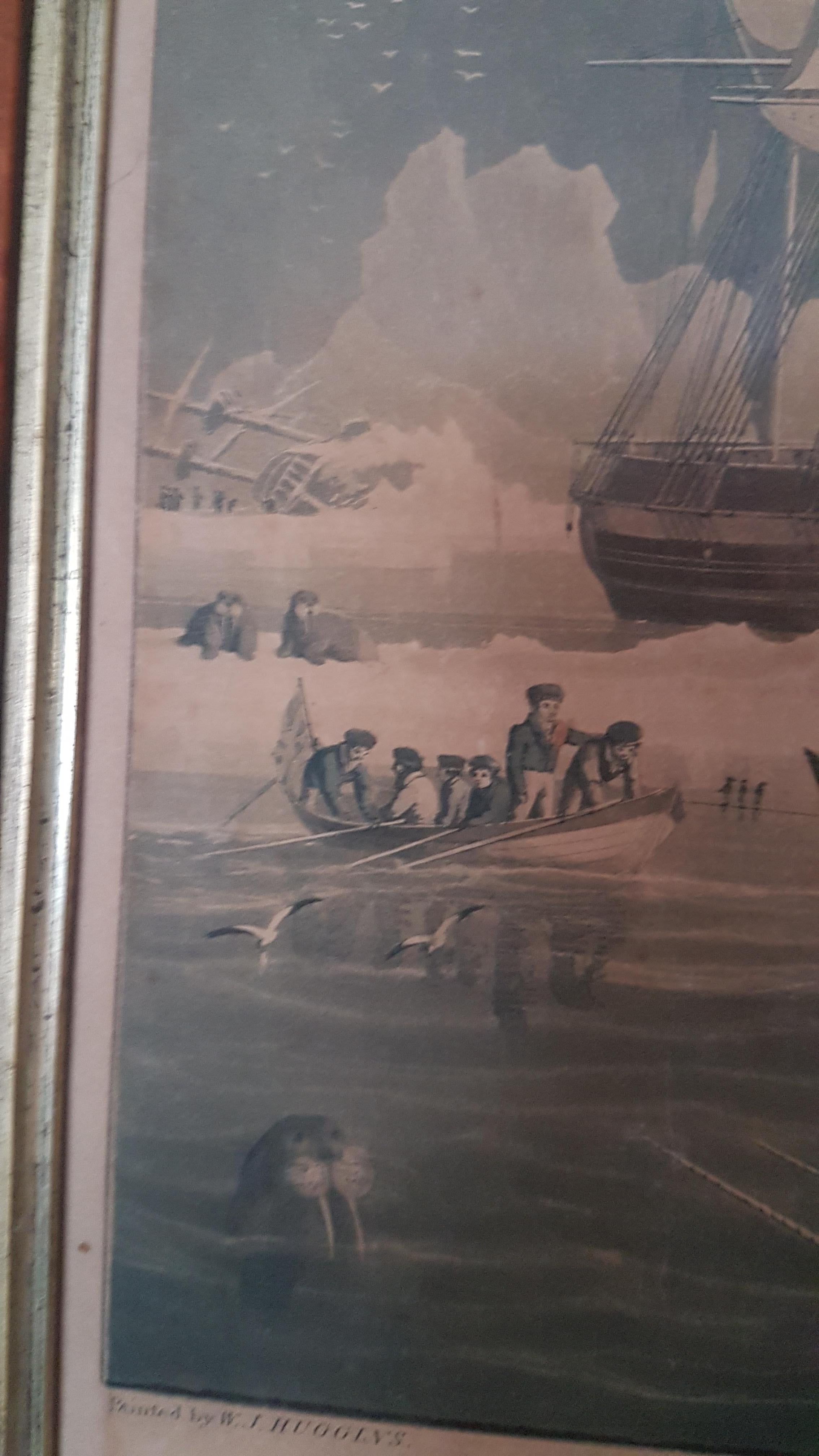 Painting Engraving by W.J.Huggins, Northern Whale Fishery, 1829 6