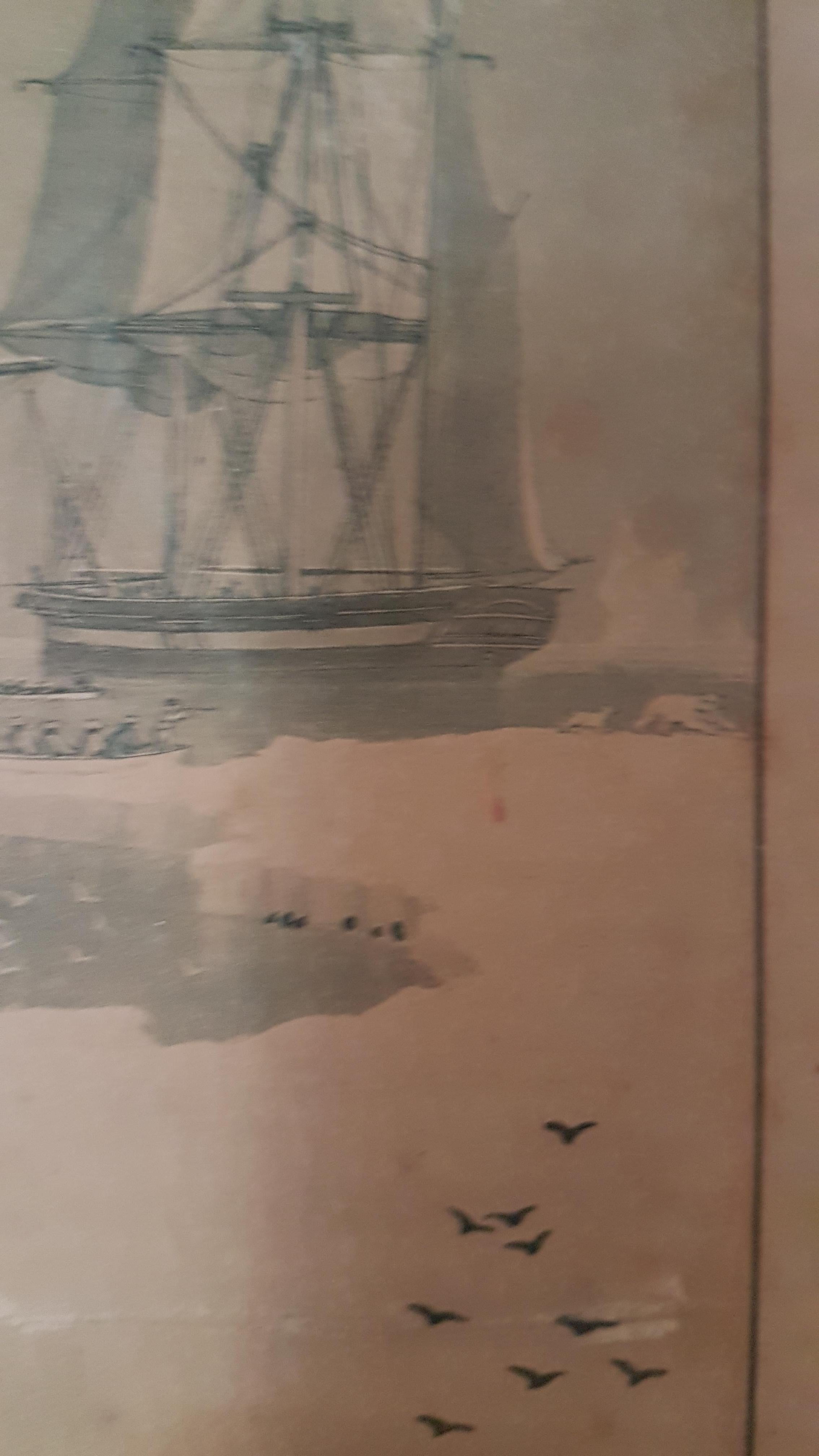 Painting Engraving by W.J.Huggins, Northern Whale Fishery, 1829 1
