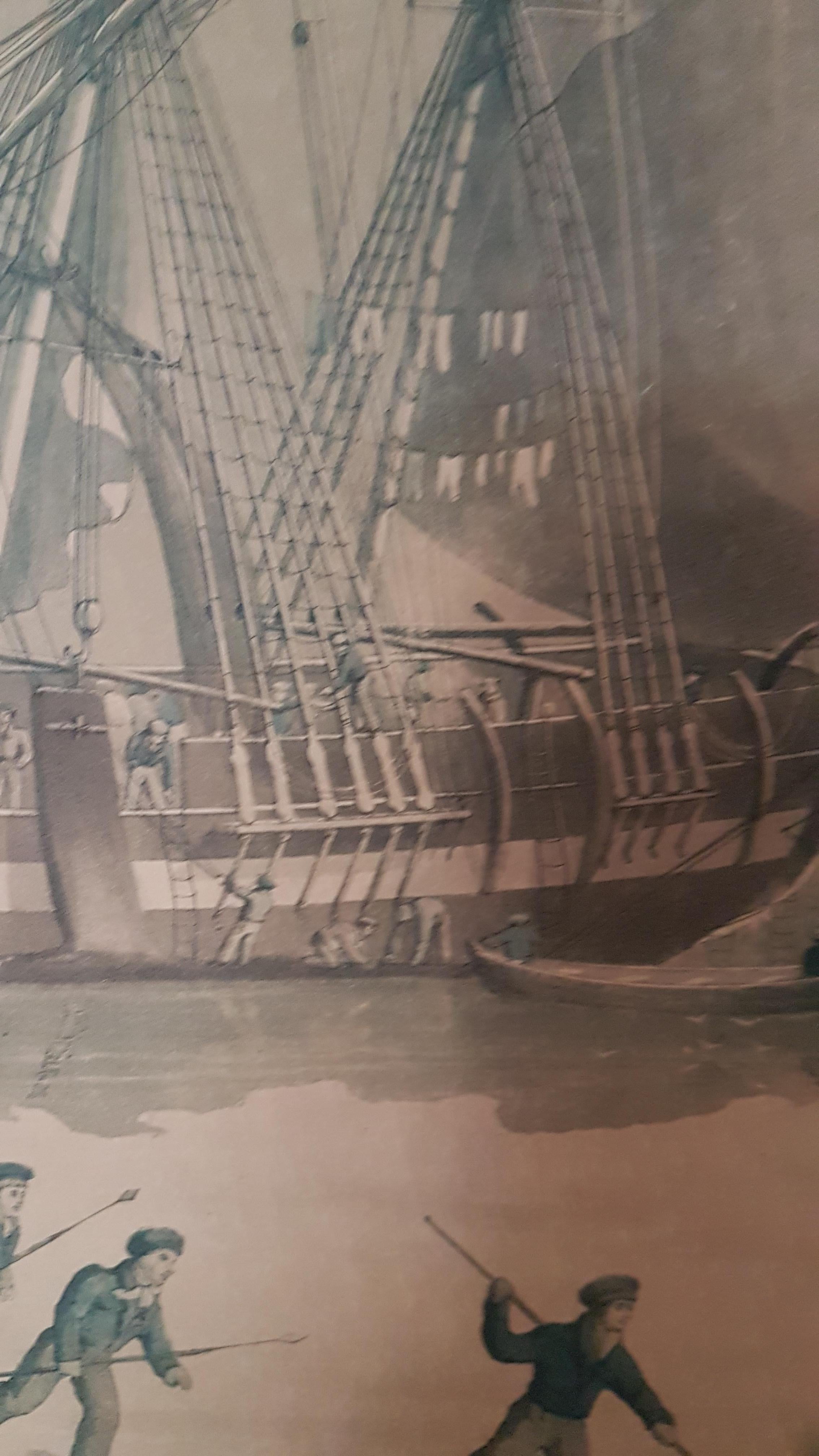 Painting Engraving by W.J.Huggins, Northern Whale Fishery, 1829 2