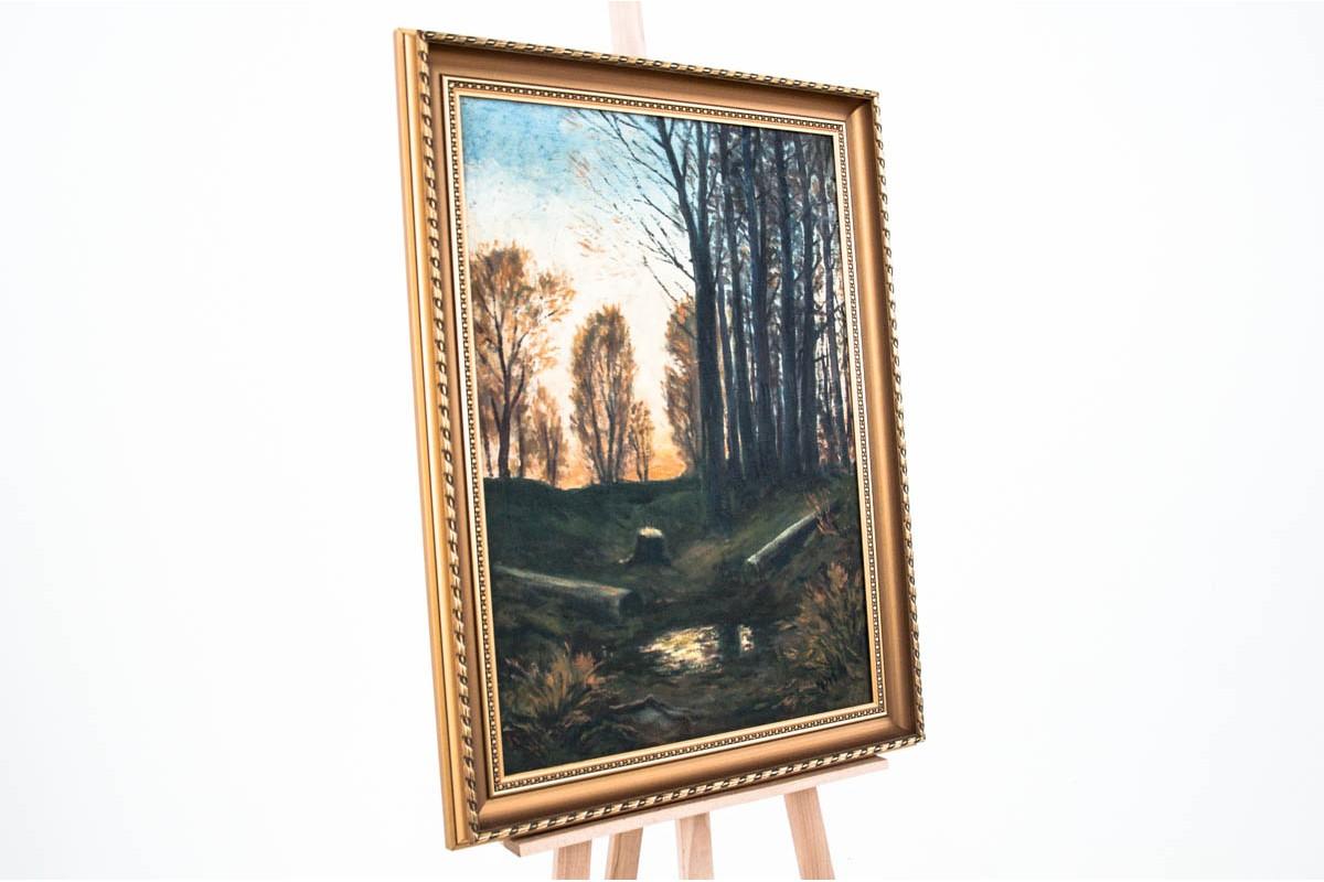 Peinture « Forest », huile sur toile, milieu de siècle XXe siècle Bon état - En vente à Chorzów, PL