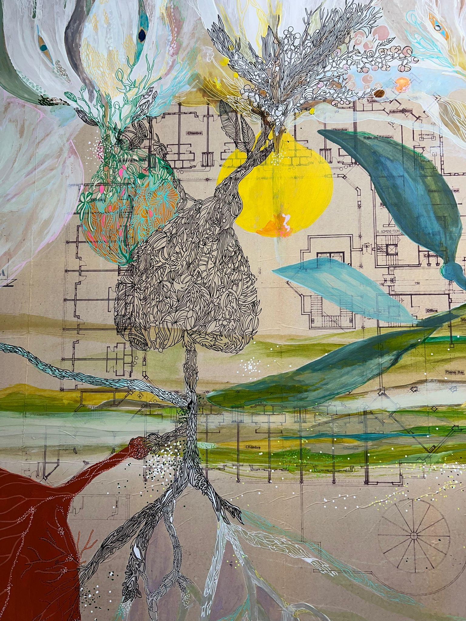 Painted Painting :Germinal For Sale