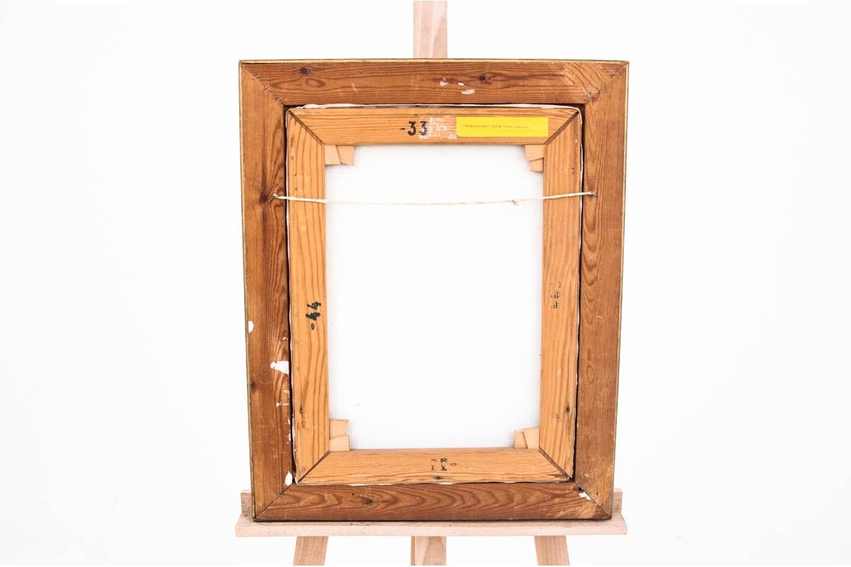 Dimensions:

Frame: height 56 cm / width 44.5 cm

The painting: height 42.5 cm / width 32 cm.