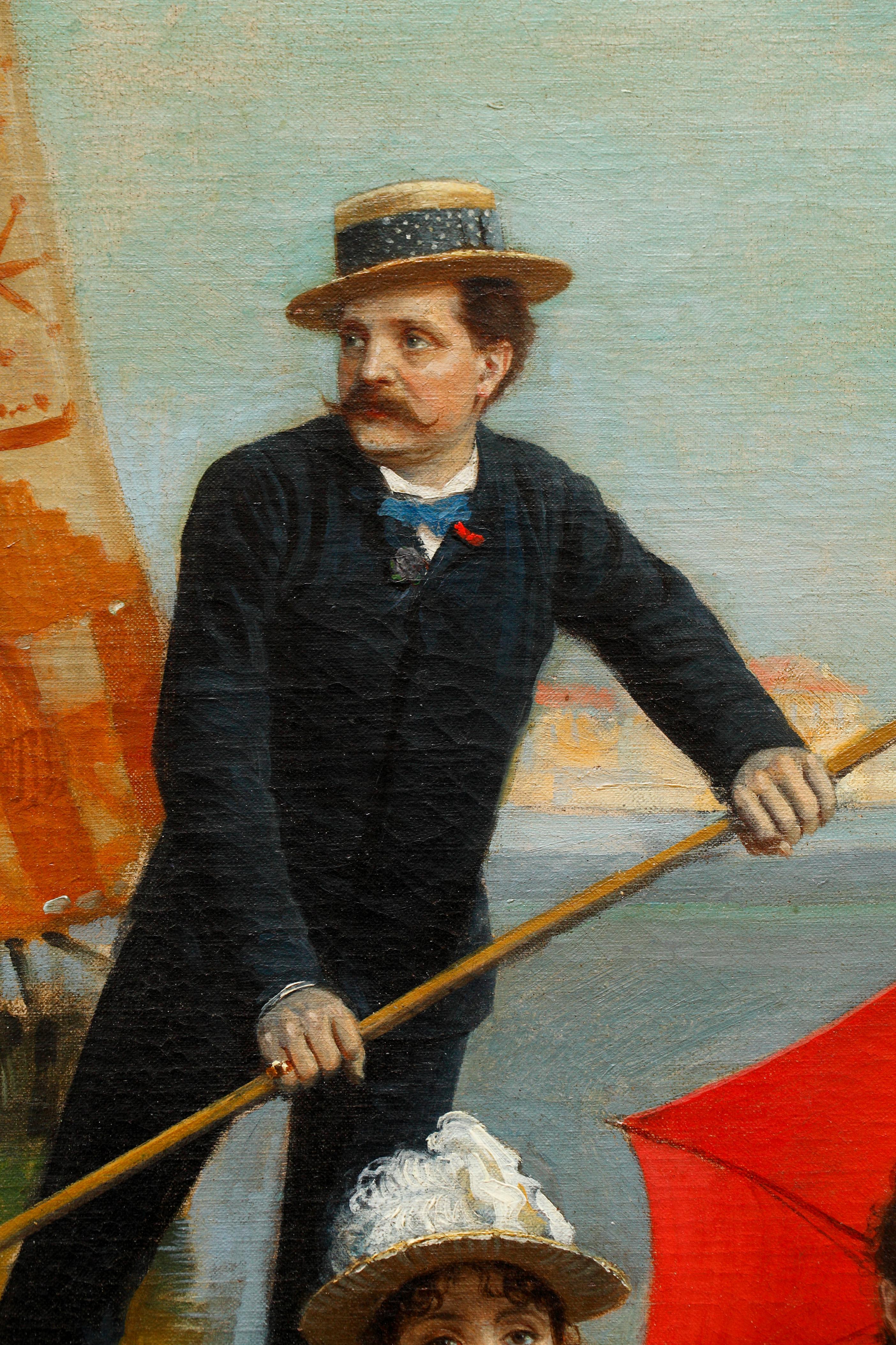 Gemälde „Gondola Ride in Venedig“ von G. Mantegazza, Italien, 1889 im Zustand „Gut“ im Angebot in PARIS, FR