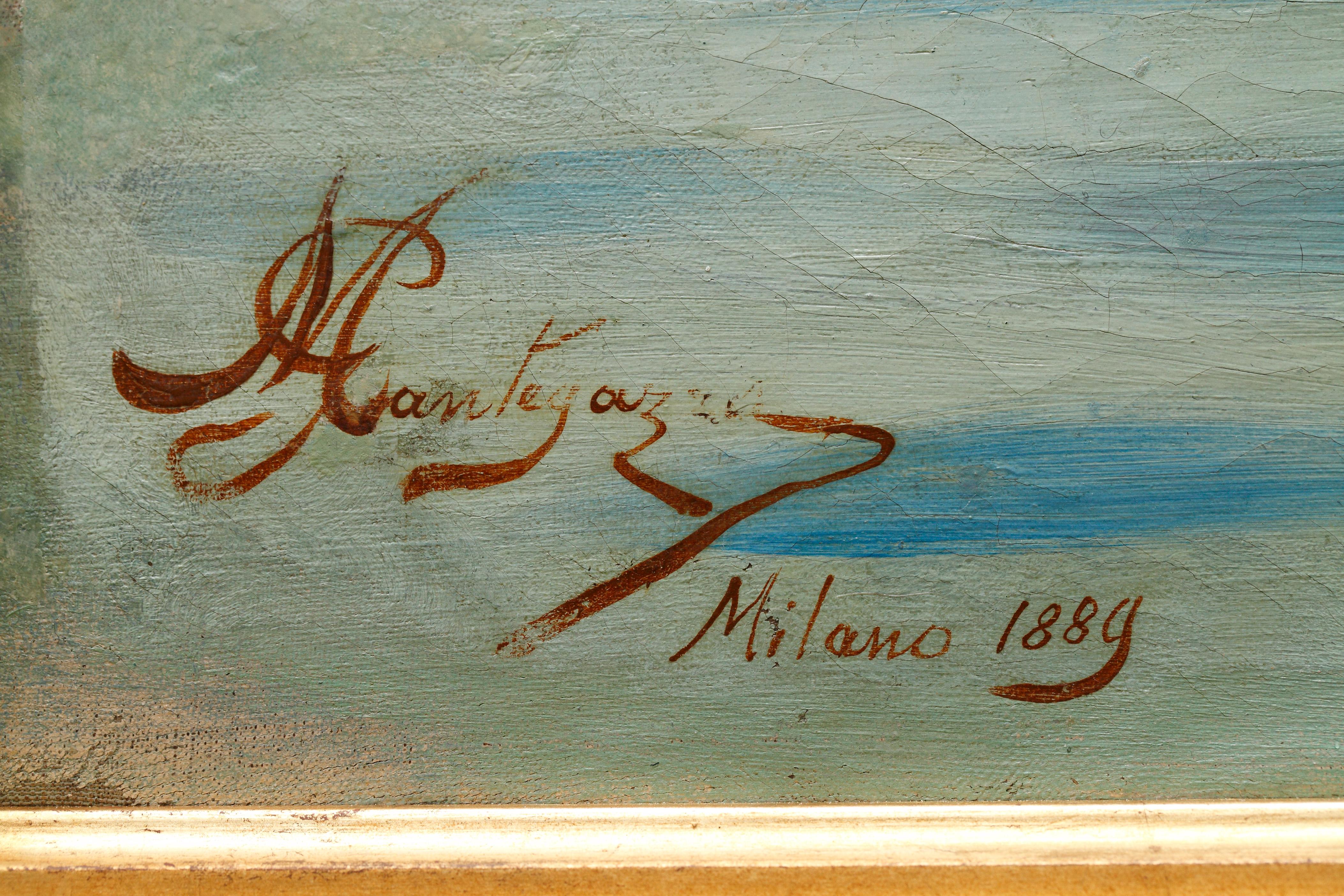 Gemälde „Gondola Ride in Venedig“ von G. Mantegazza, Italien, 1889 (Spätes 19. Jahrhundert) im Angebot