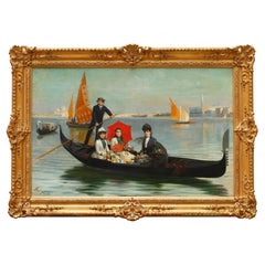 Gemälde „Gondola Ride in Venedig“ von G. Mantegazza, Italien, 1889