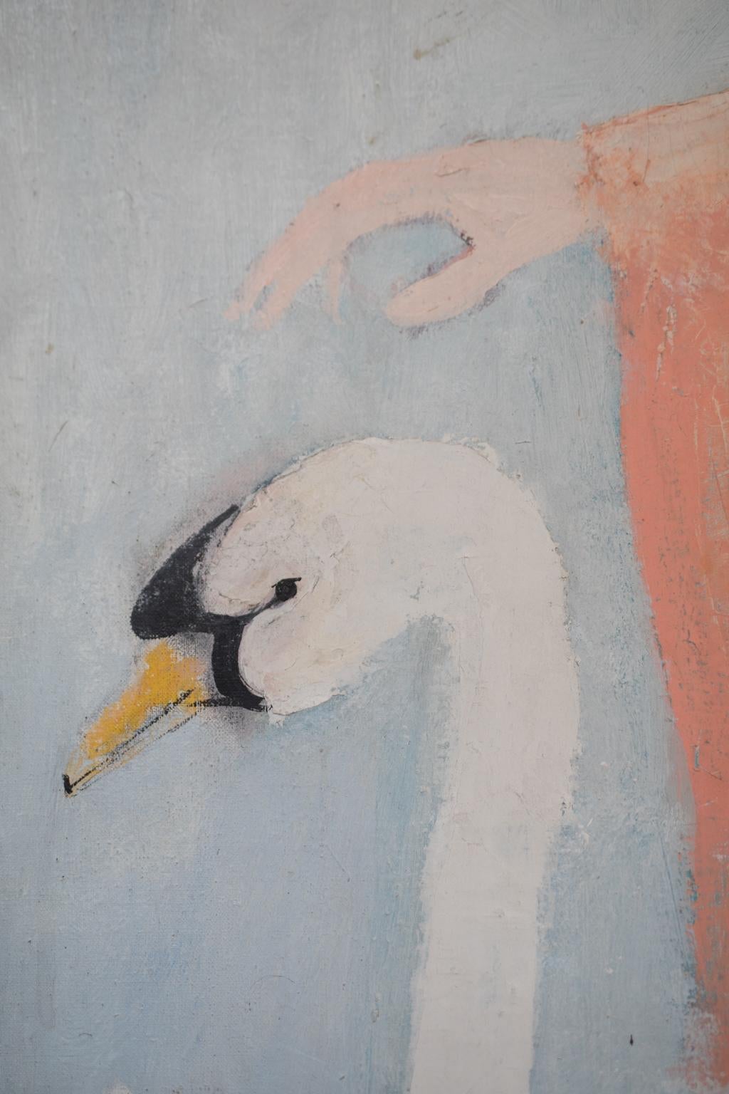 Painting Harlequin with Swan In Good Condition In Brecht, BE