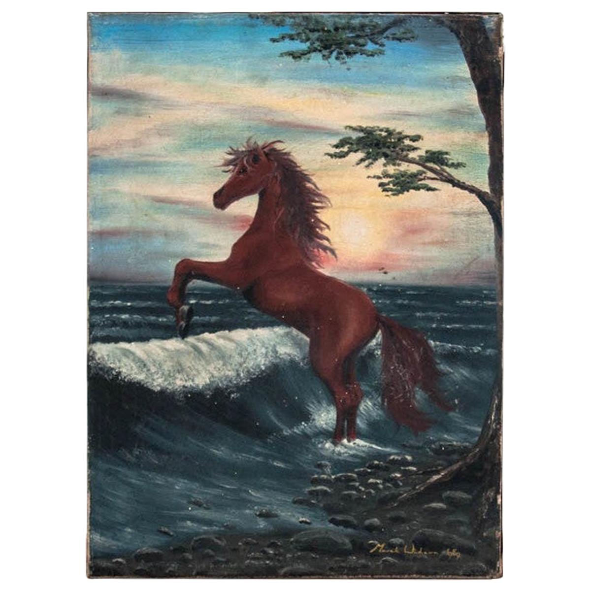 Painting "Horse on the seashore" For Sale