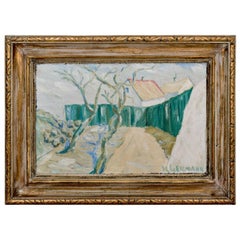 Painting "House behind the fence", 1930s.