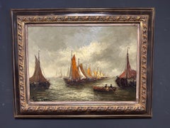 Painting IJsselmeer from Dutch artist Peter Brouwer 1935-2010