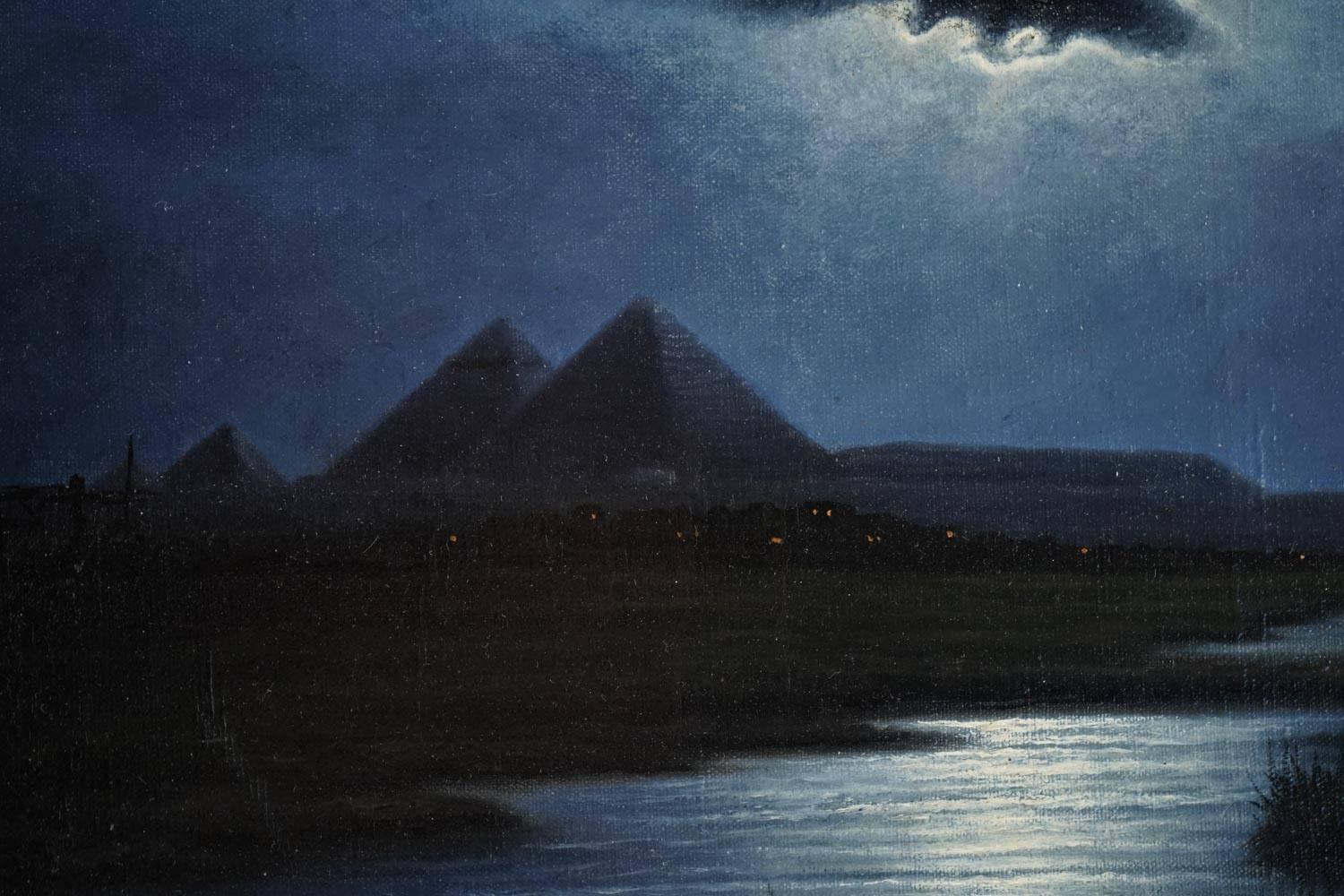 Painting in Oil on Canvas of Chimchidjam Haig, Le Caire, the Pyramids 1