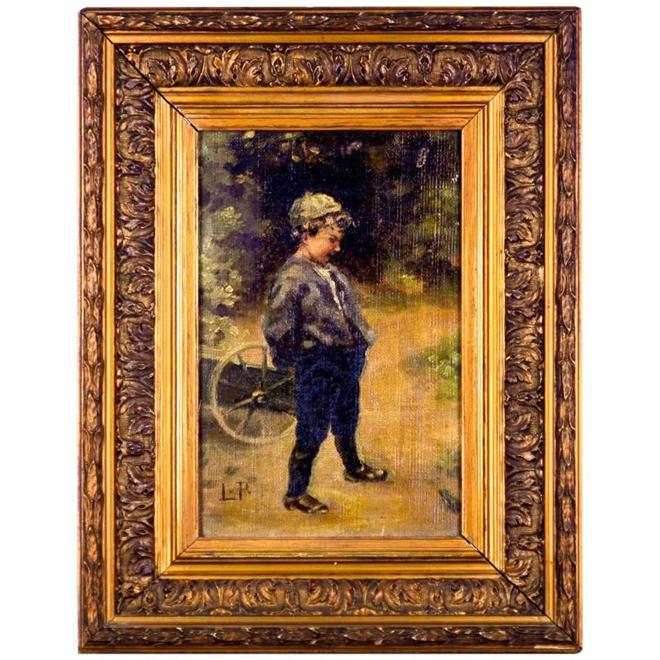 Painting in Stucco and Gilded Wood, France, circa 1850, Impressionist For Sale