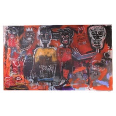 Painting in the Manner of Jean-Michel Basquiat on Canvas by David Henty