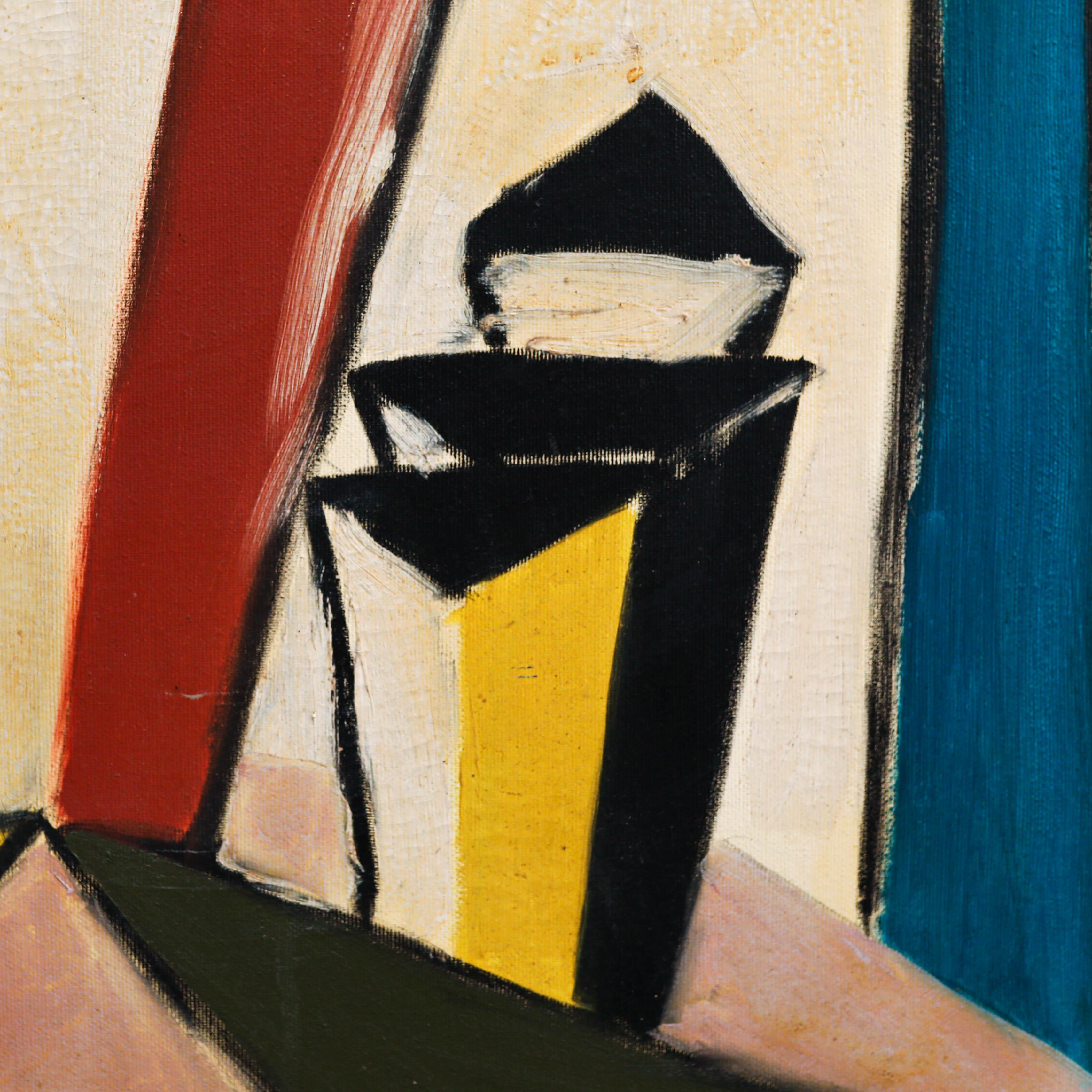 Gemälde in Farben im Stil von Fernand Leger, auf Leinwand gemalt, um 1970 im Angebot 3