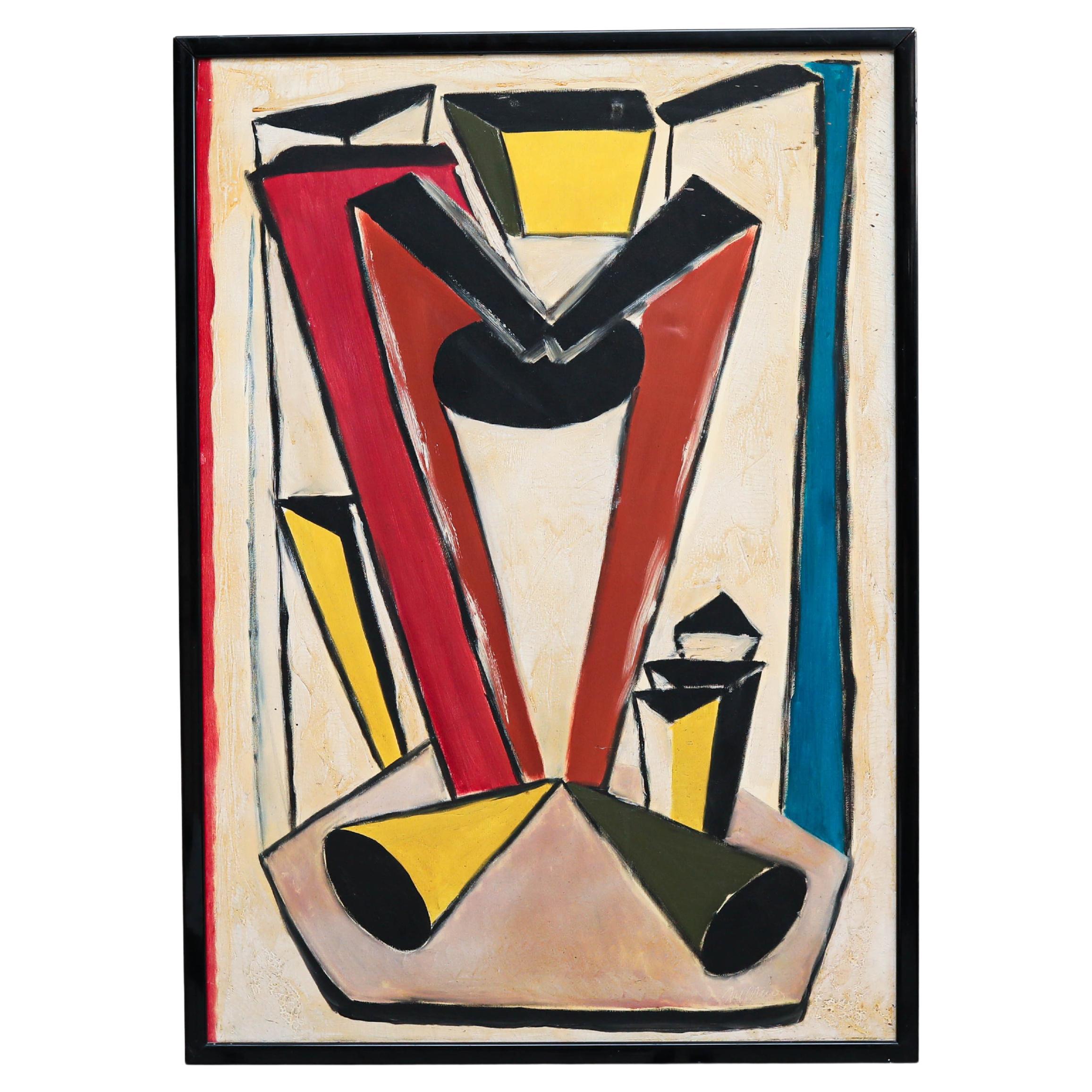 Painting in the style of Fernand Leger, circa 1970.

Painted on canvas. 

In original condition, with some visible signs of previous use and age, preserving a beautiful patina.
It has a scratch, hole as shown on the