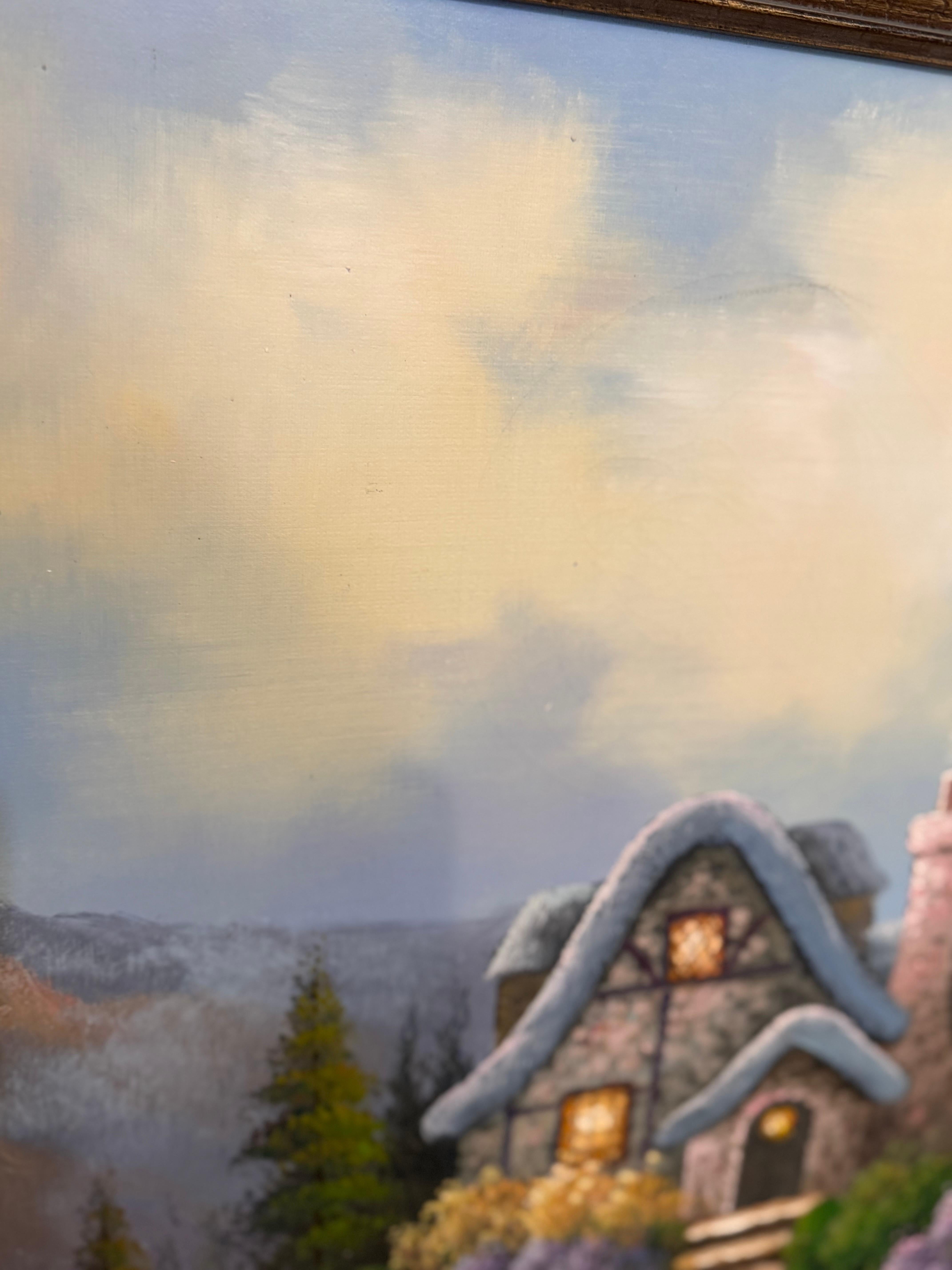 Pintura inspirada en Thomas Kinkade título cabaña dulce 111 Lienzo en venta