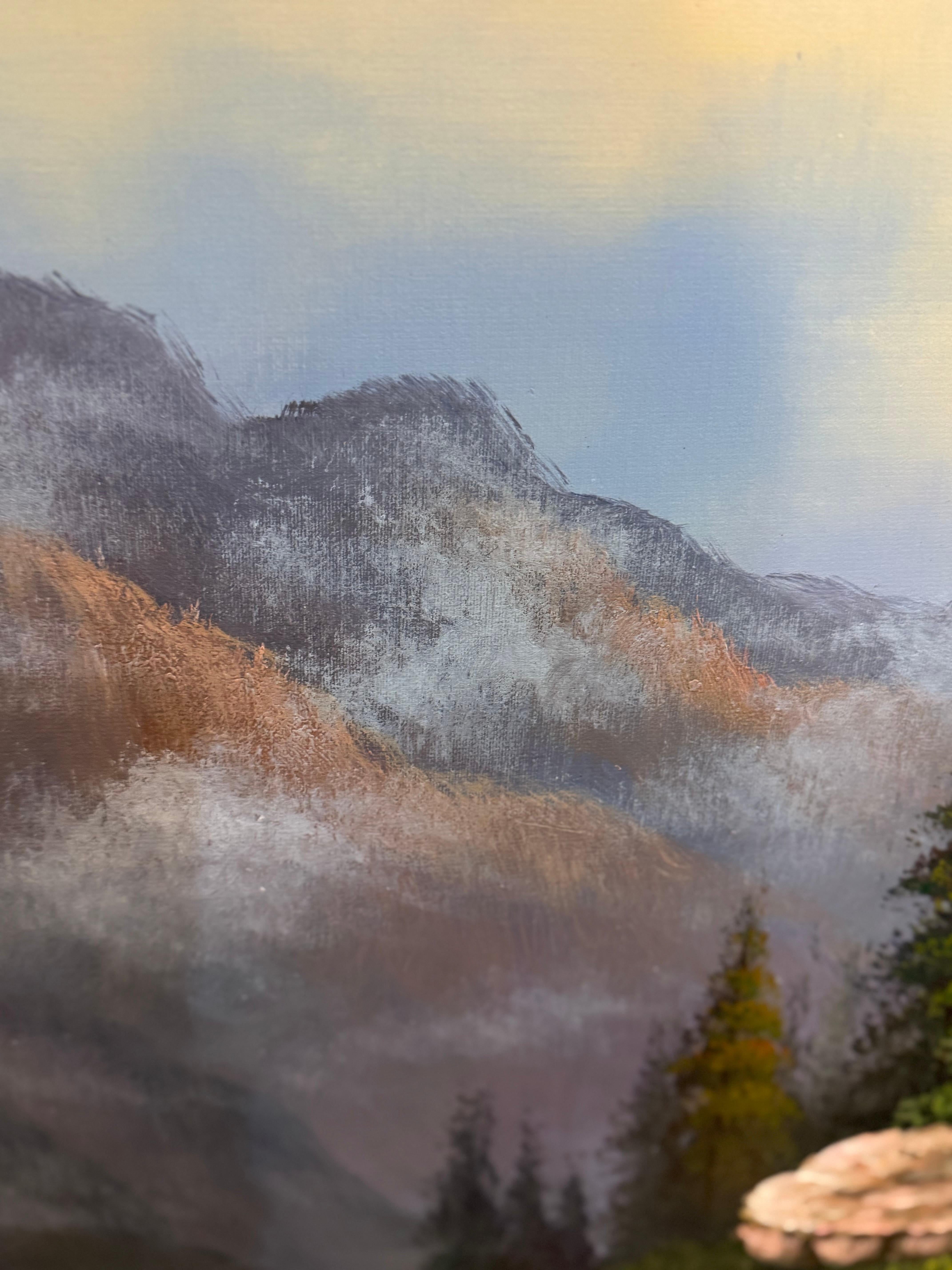 Pintura inspirada en Thomas Kinkade título cabaña dulce 111 en venta 1