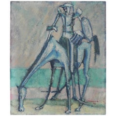 Painting Knight on Horse Don Quichot, A. Mendola