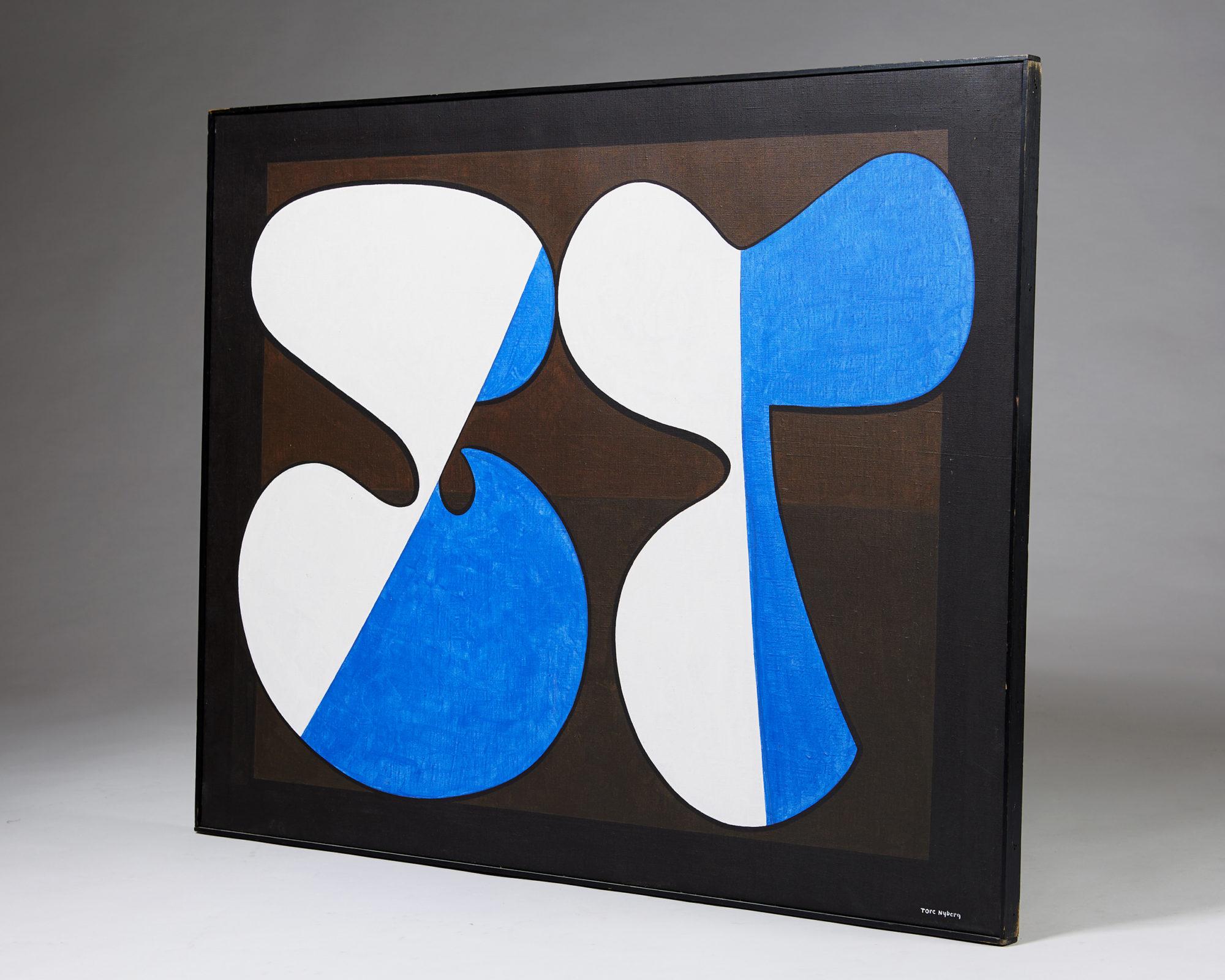 Scandinavian Modern Painting ‘Komposition III’ by Tore Nyberg, Sweden, 1960s For Sale