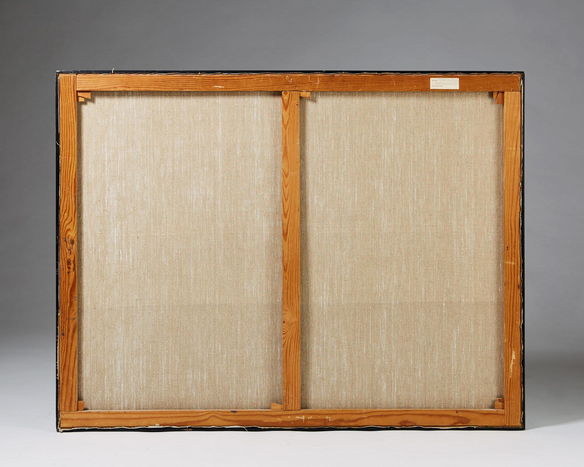 Canvas Painting ‘Komposition III’ by Tore Nyberg, Sweden, 1960s