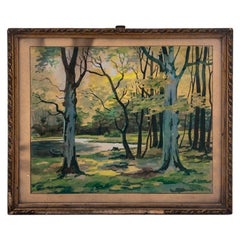 Vintage Painting "Lake in the middle of the forest"