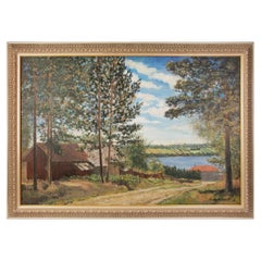 Painting "Landscape By The River", Russia (Ussr) By Martynov Igor, 1940s - 1950s