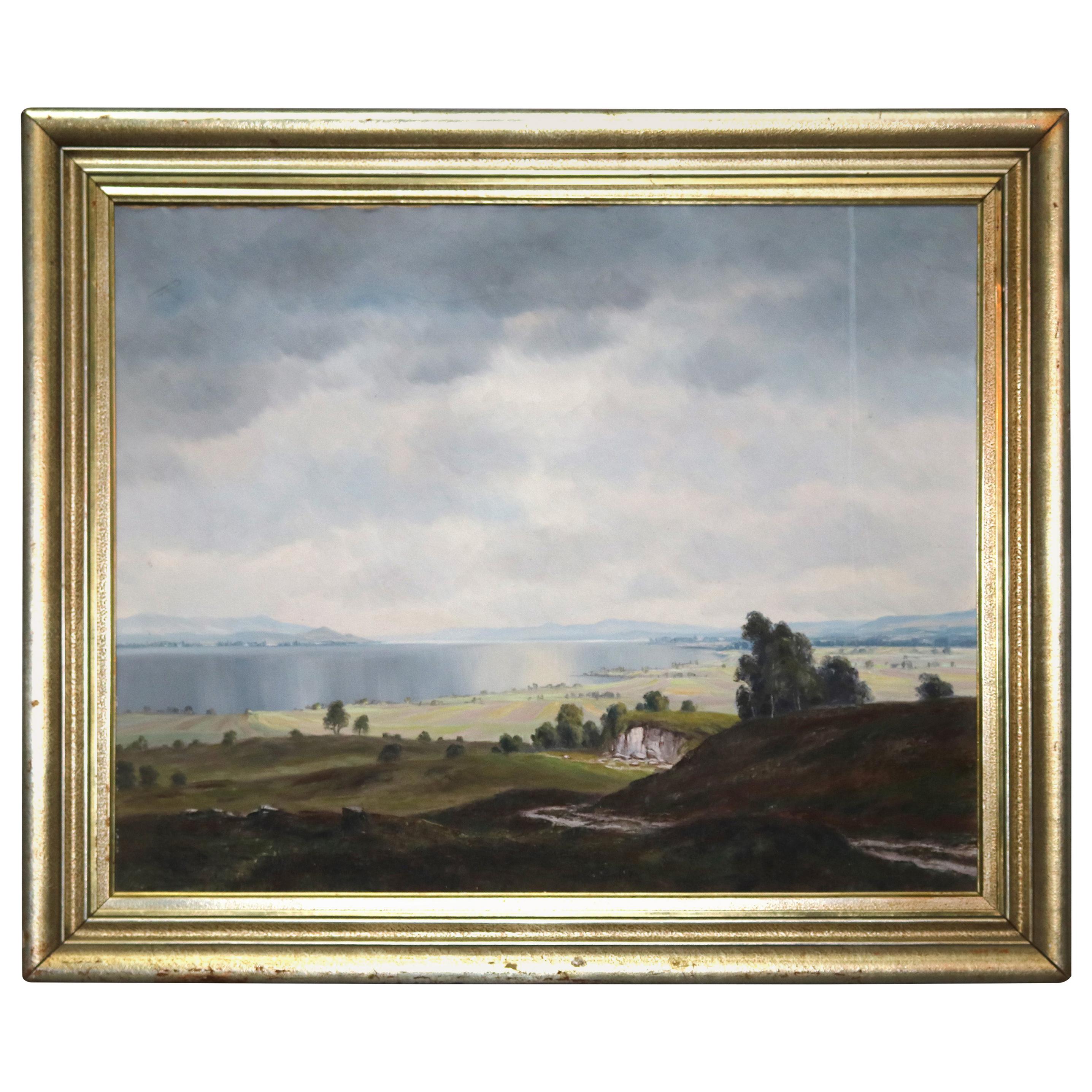Painting, Landscape Oil on Canvas, Manner of Hudson River School, circa 1930