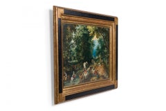 Paesaggio in stile Biedermeier dipinto a mano con guado, fine del XX secolo