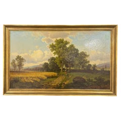 Pittura "Paesaggio con alberi e campi", A. Pick, 1881, XIX secolo