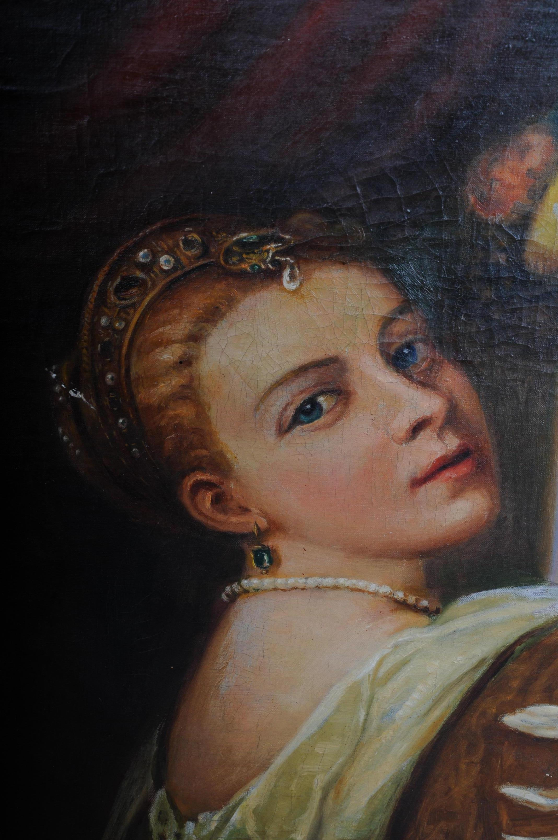 Canvas Oil Painting Lavina the Daughter of Tizians Mon. F. W, circa 1920 For Sale