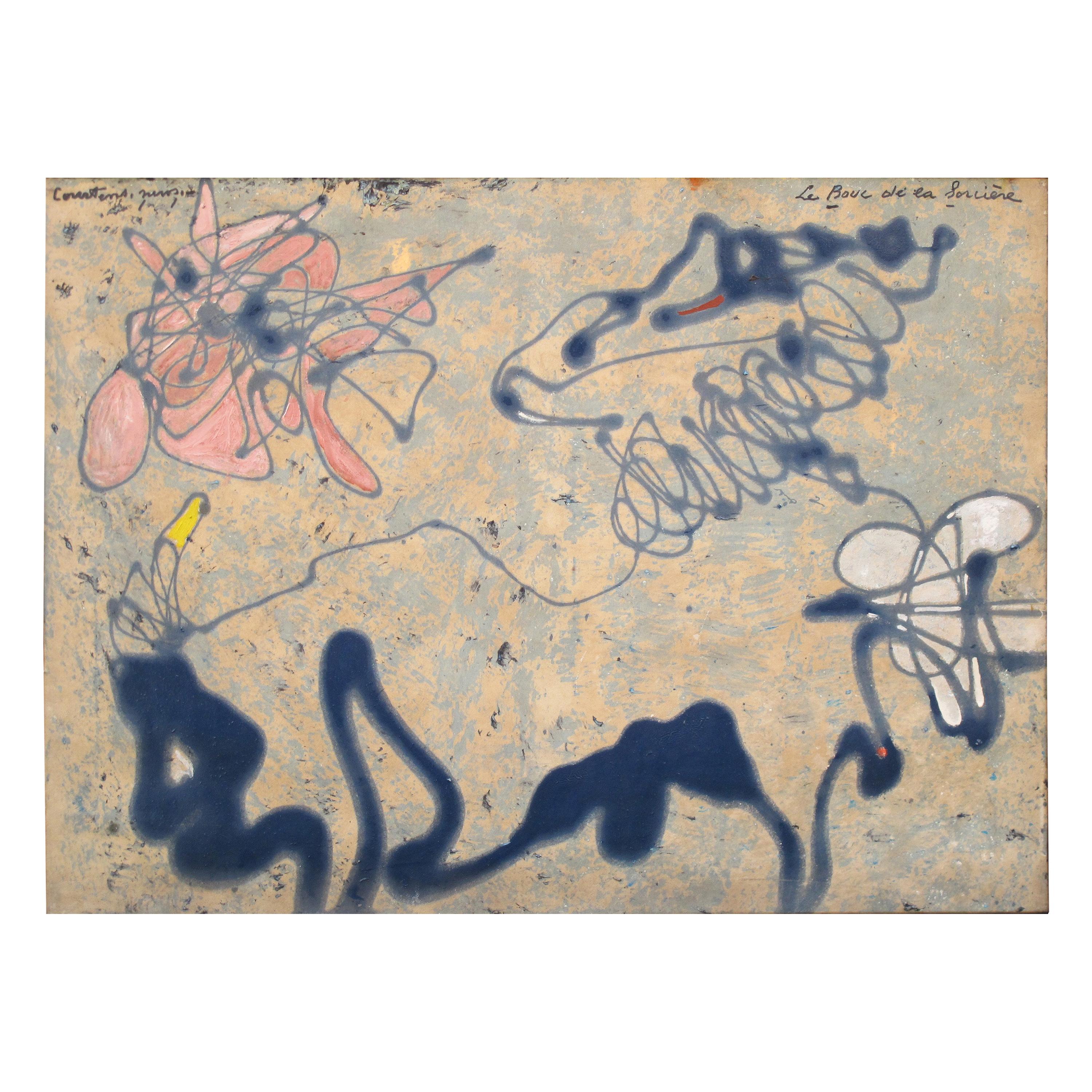 Pittura "Le Bouc de la sorcière" di Pierre Courtens, '1921-2004'.