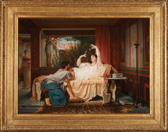 Painting "Le Moineau de Lesbie" by C.G. Brun, French School, 1860