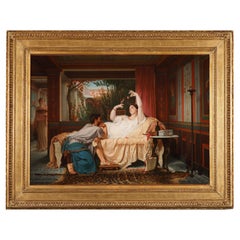 Painting "Le Moineau de Lesbie" by C.G. Brun, French School, 1860