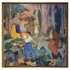 Antique Painting "Le Retour des Champs", Nabi School, circa 1910