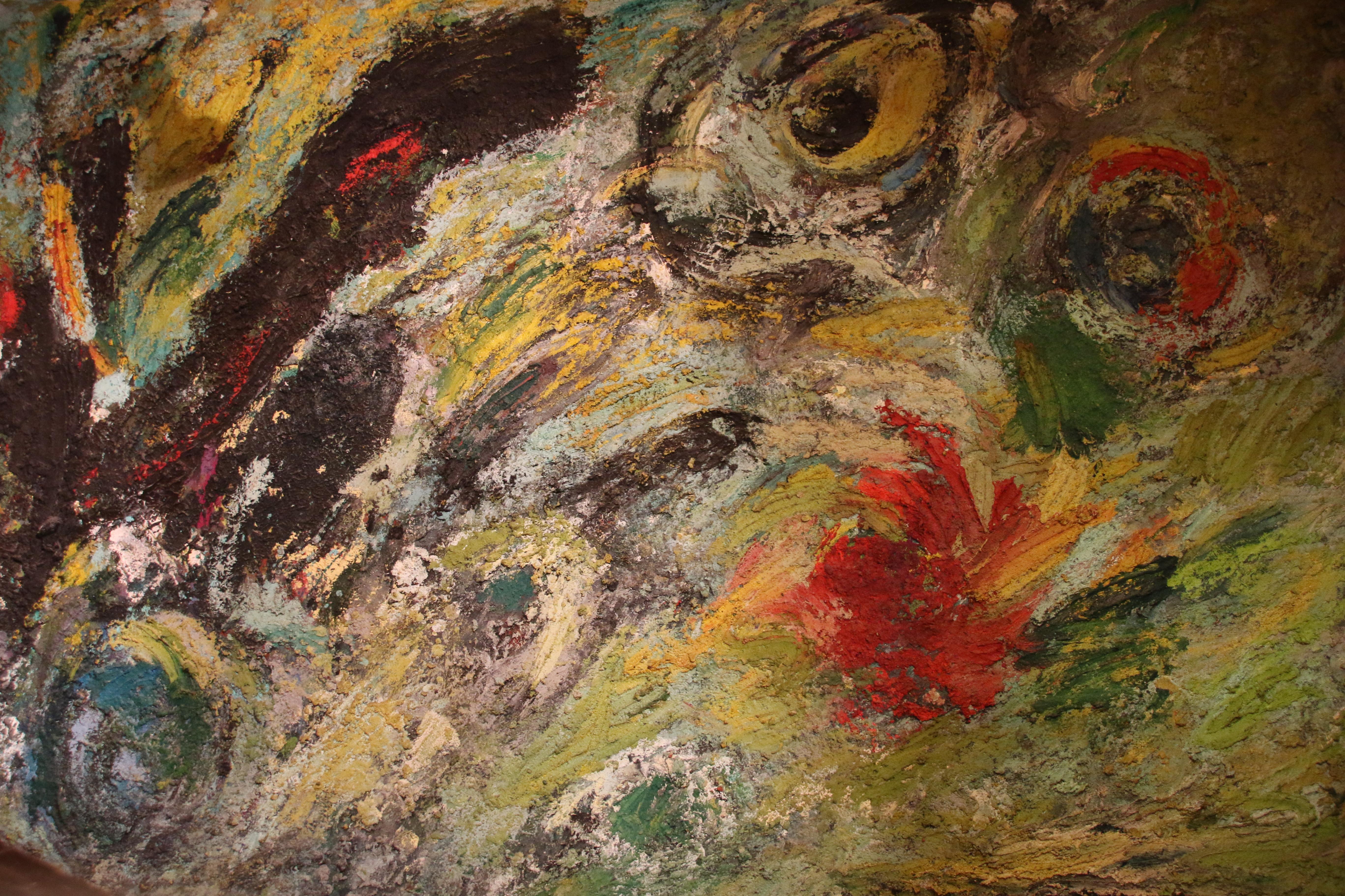 Rühle, Rütjer, Deutscher, geboren 1939, Dantzig (Polen).
Los Canteros, 1989-1990. Öl auf Leinwand, Sand und Erde. Kommentierte Rückseite 