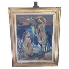 Pintura Ludwig Klimek, Bañistas en la bahía de Niza