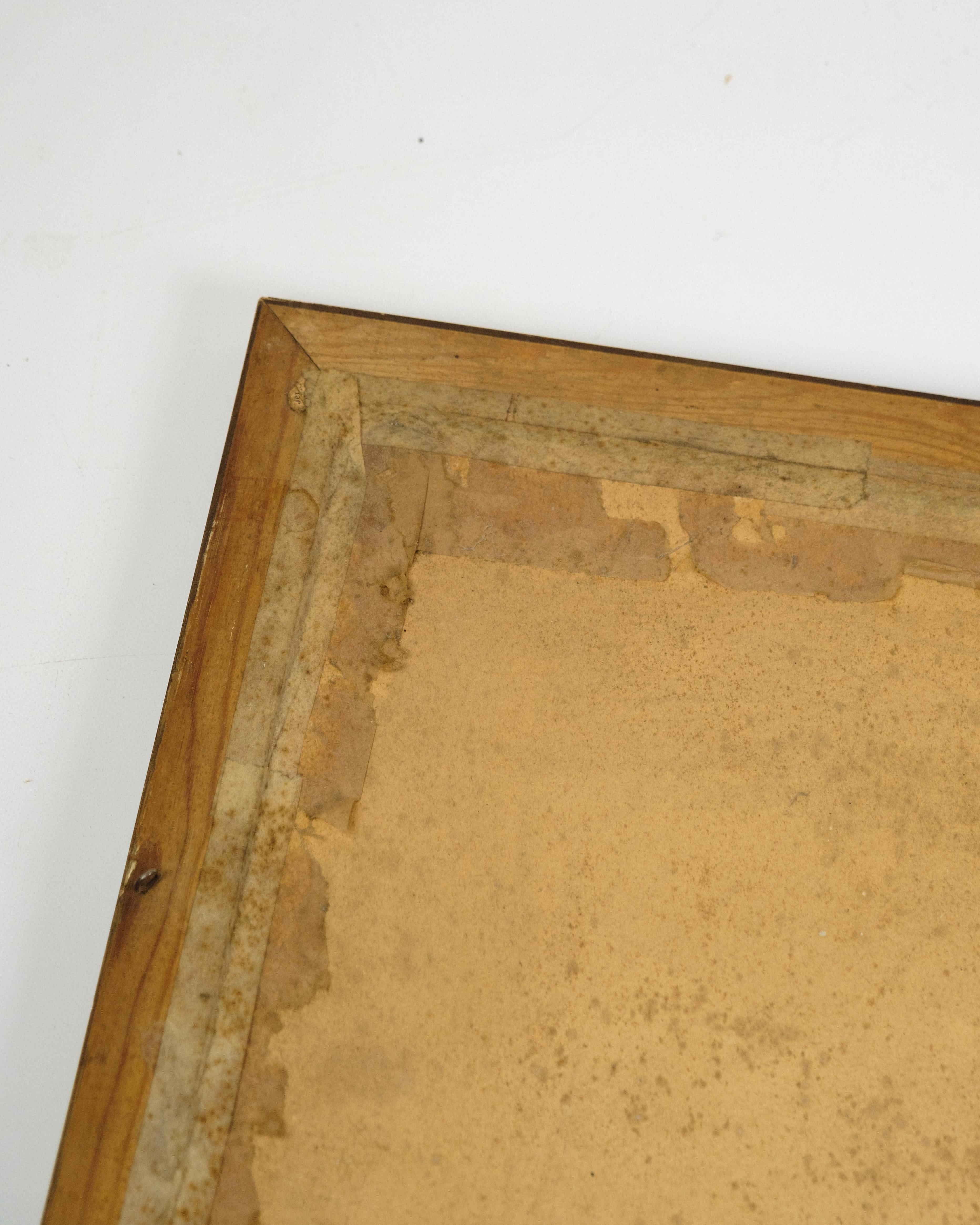 Painting Made On Canvas With Gilded Frame From 1960s In Good Condition For Sale In Lejre, DK